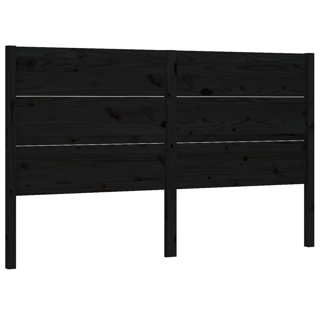 Headboard Black 141X4X100 Cm Solid Wood Pine