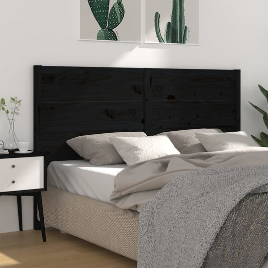 Headboard Black 141X4X100 Cm Solid Wood Pine