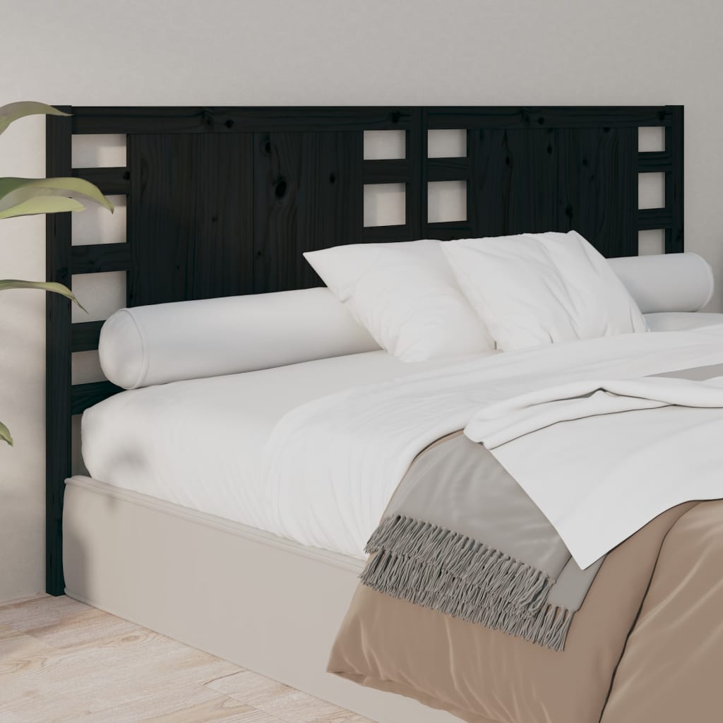 Headboard Black 156x4x100 cm Solid Wood Pine