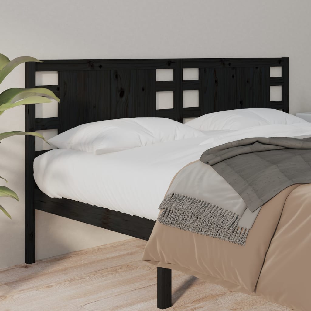 Headboard Black 156x4x100 cm Solid Wood Pine