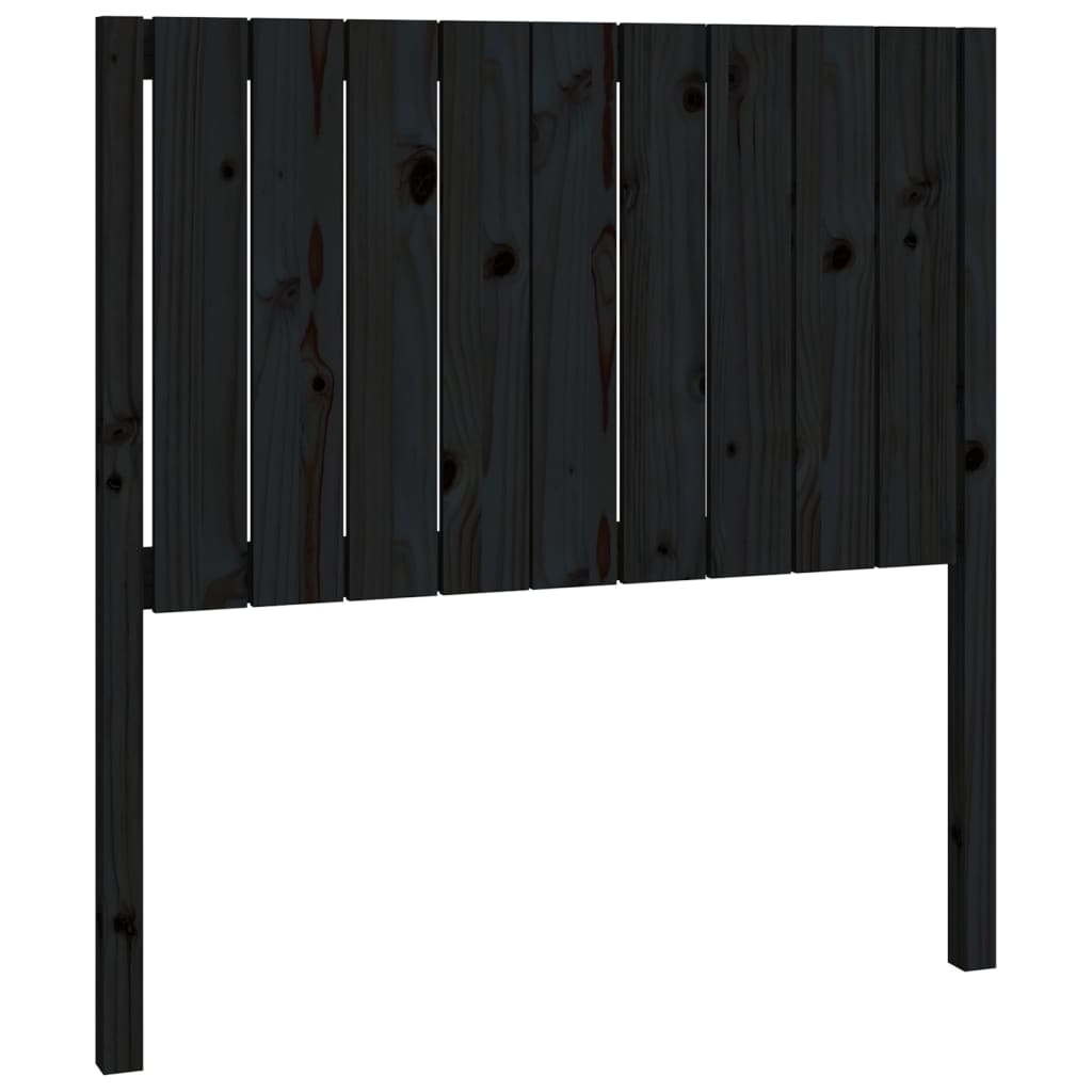 Bed Headboard Black 95.5x4x100 cm Solid Wood Pine