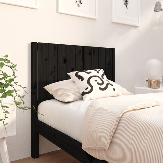 Bed Headboard Black 95.5x4x100 cm Solid Wood Pine