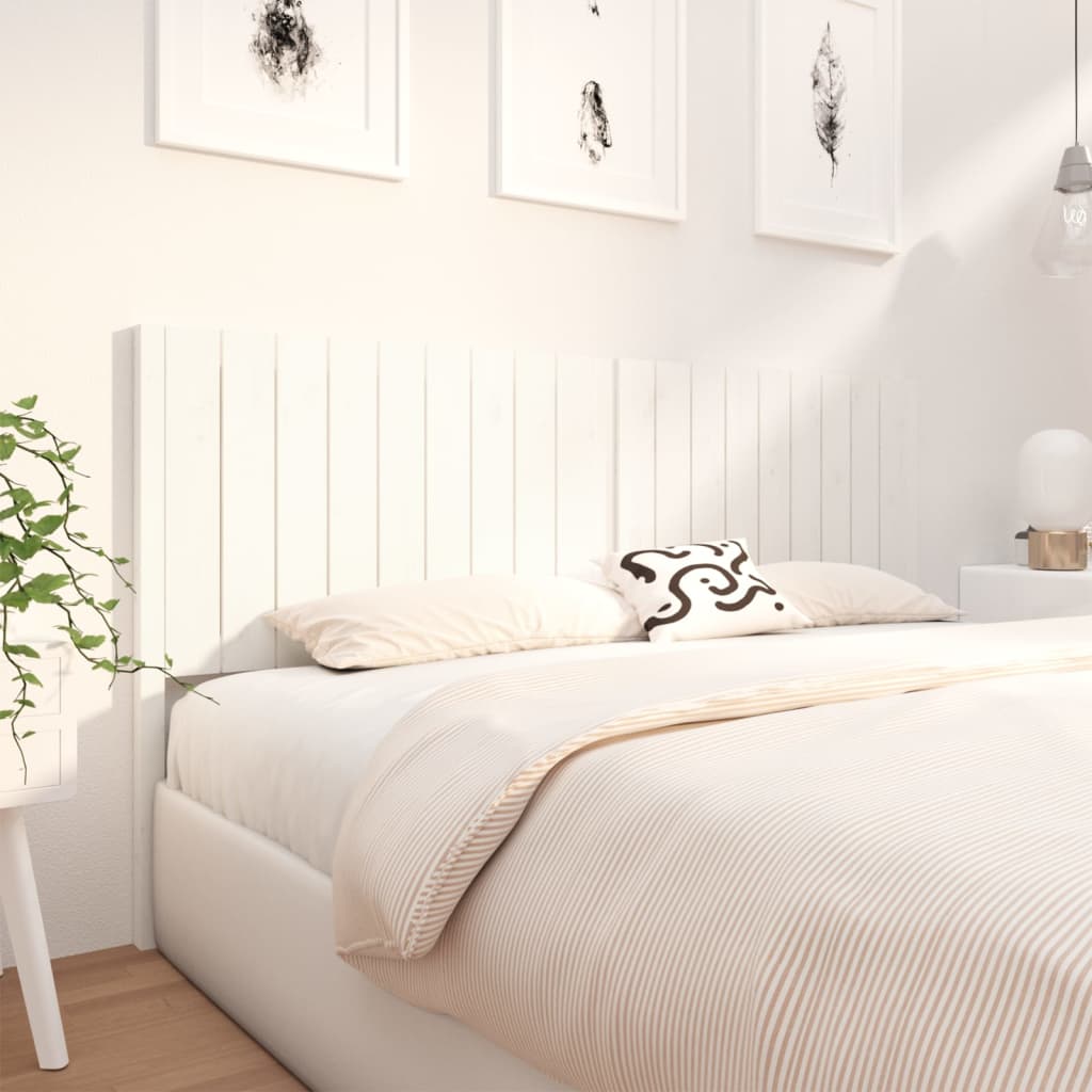 Bed Headboard White 185.5x4x100 cm Solid Wood Pine