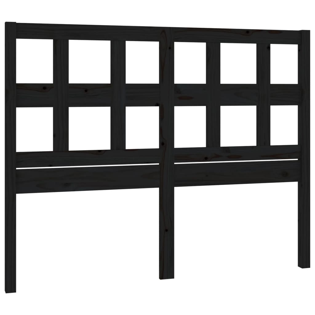 Bed Headboard Black 140.5x4x100 cm Solid Wood Pine