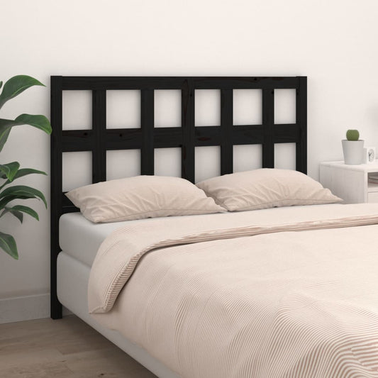 Bed Headboard Black 140.5x4x100 cm Solid Wood Pine