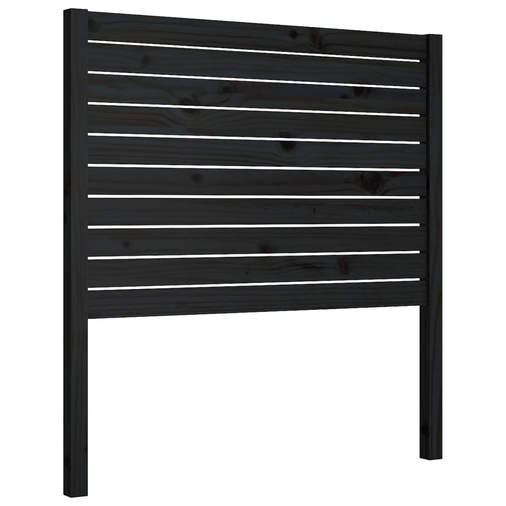 Bed Headboard Black 96x4x100 cm Solid Wood Pine