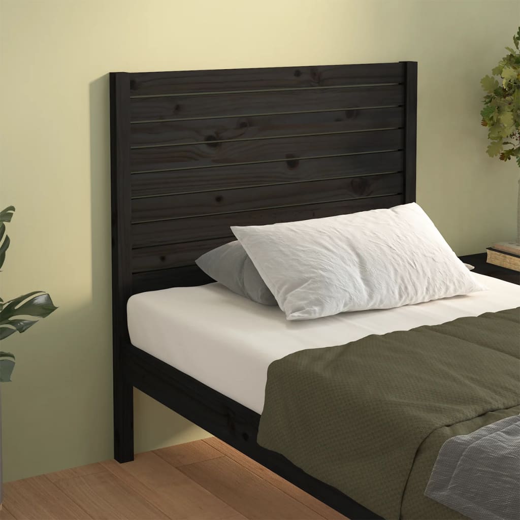 Bed Headboard Black 96x4x100 cm Solid Wood Pine