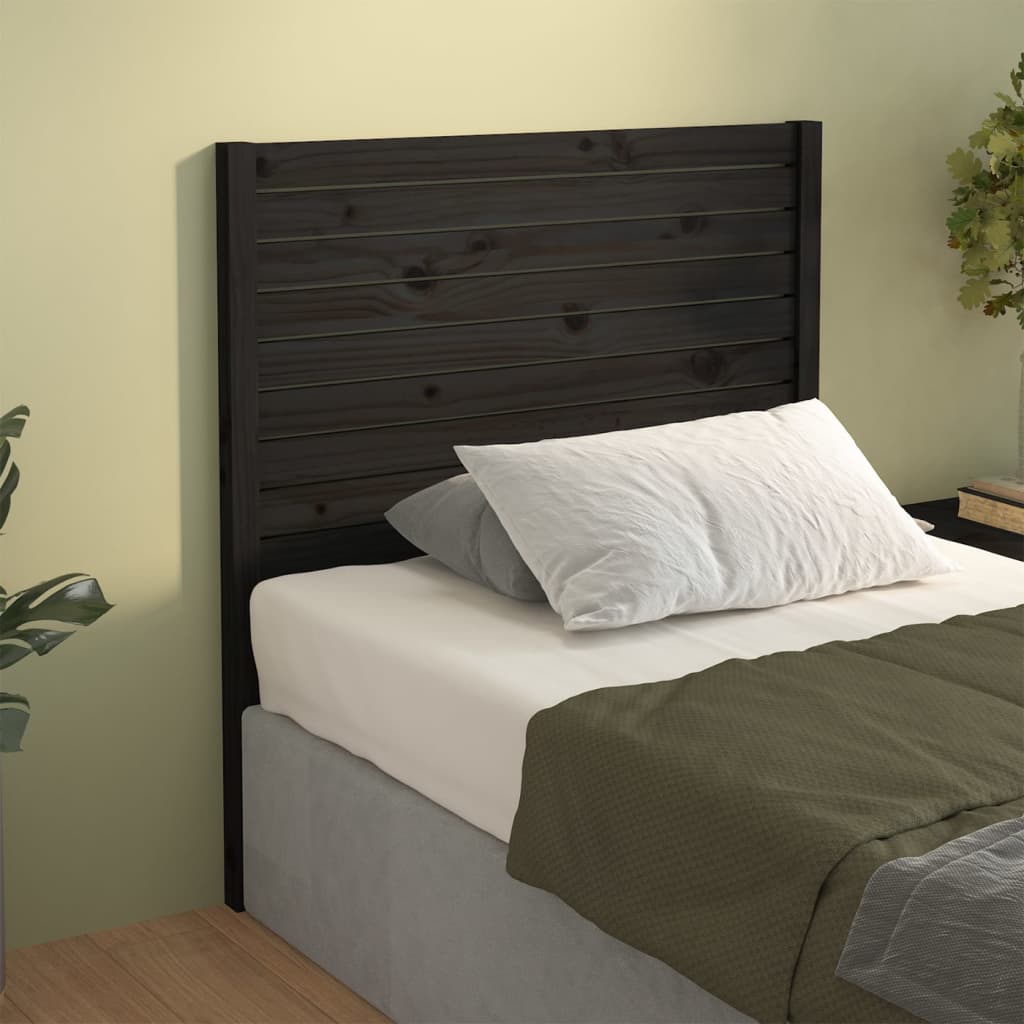 Bed Headboard Black 96x4x100 cm Solid Wood Pine