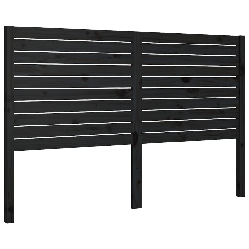 Bed Headboard Black 156X4X100 Cm Solid Wood Pine