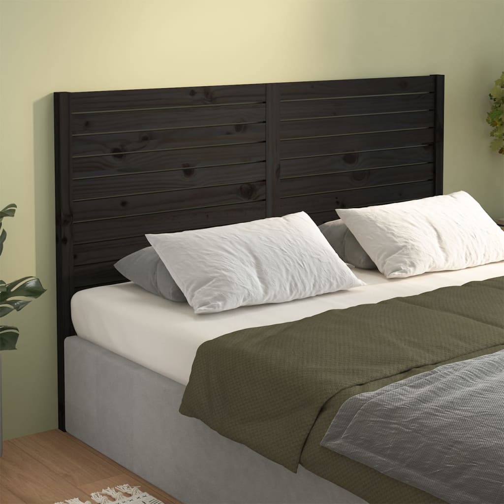 Bed Headboard Black 156X4X100 Cm Solid Wood Pine