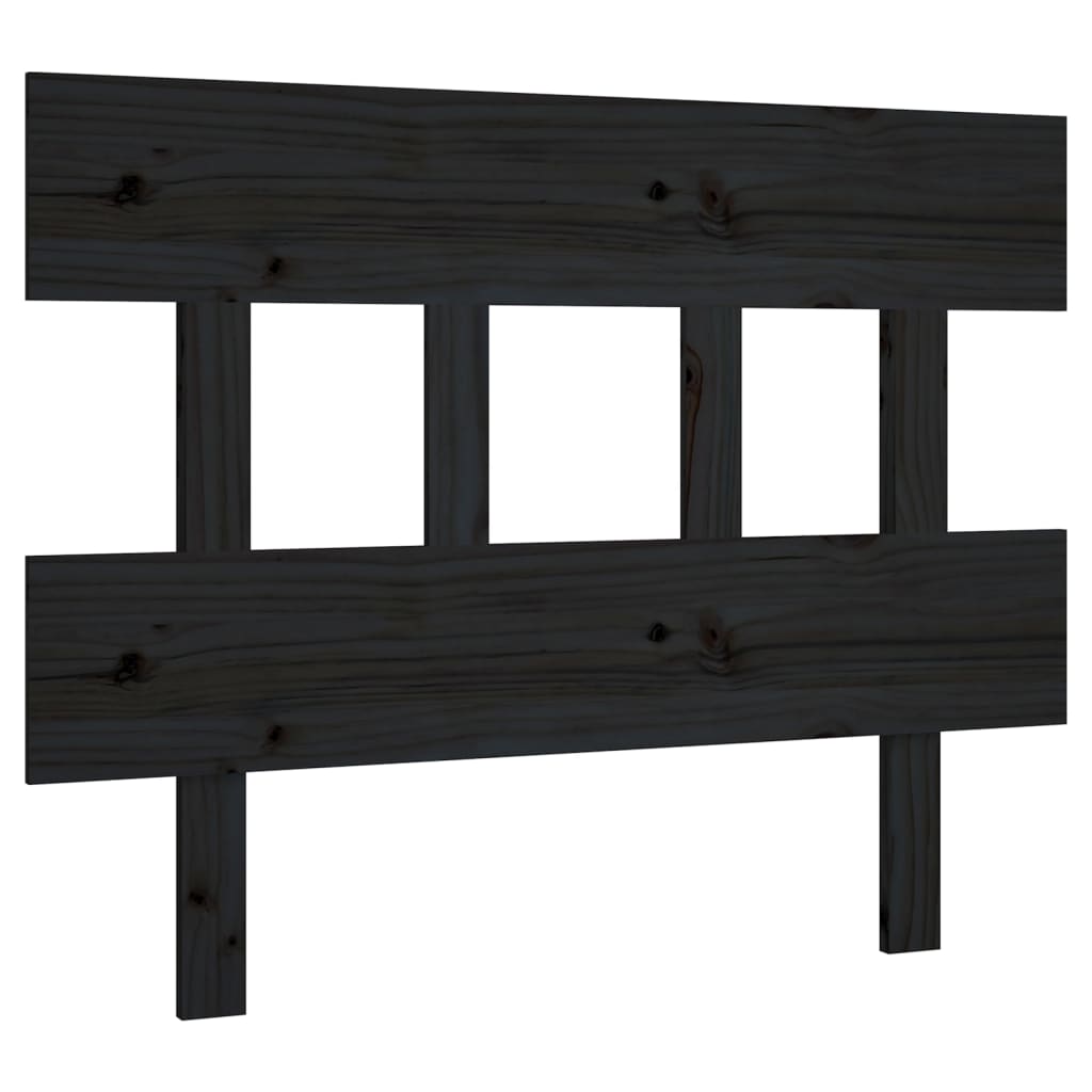 Bed Headboard Black 93.5X3X81 Cm Solid Wood Pine