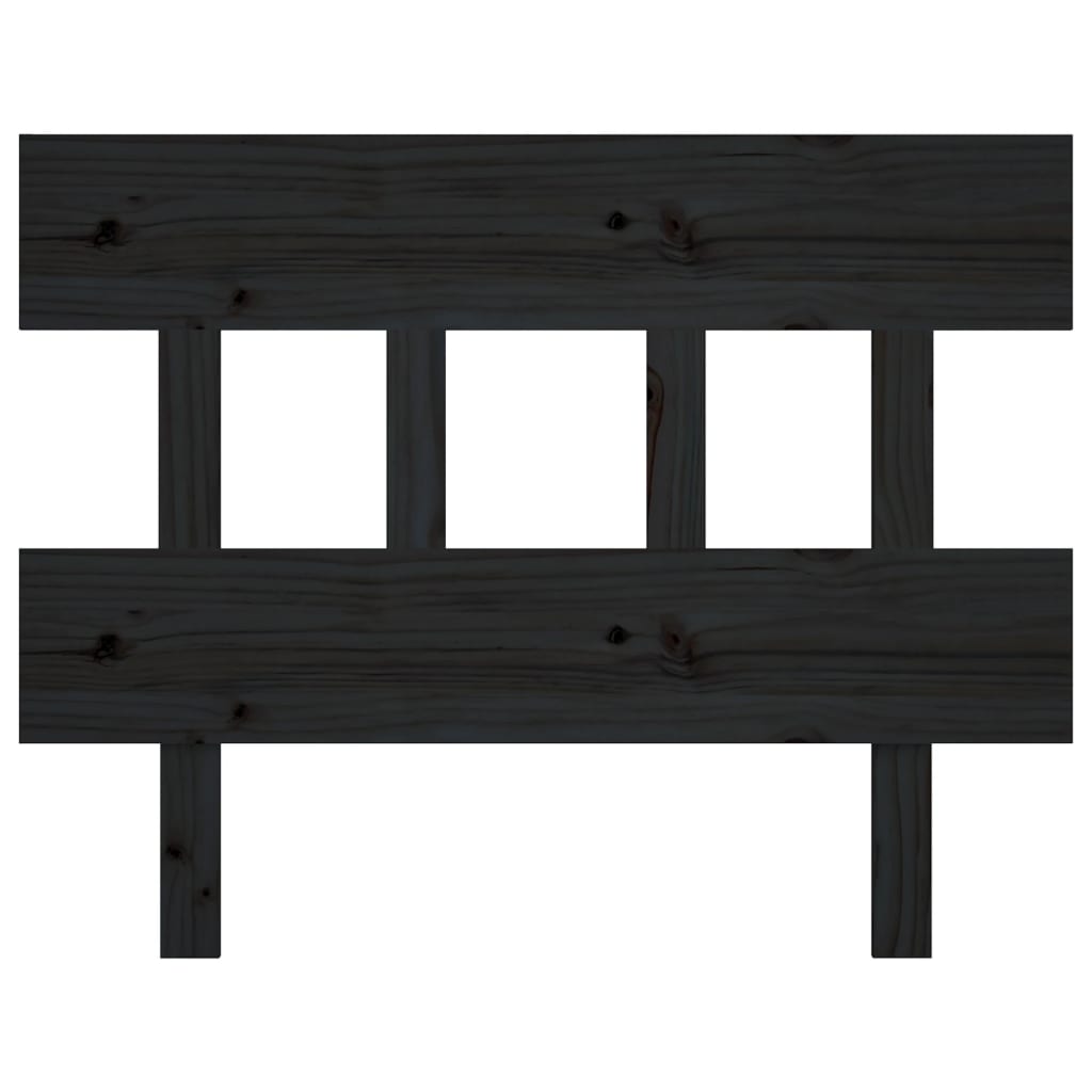 Bed Headboard Black 93.5X3X81 Cm Solid Wood Pine