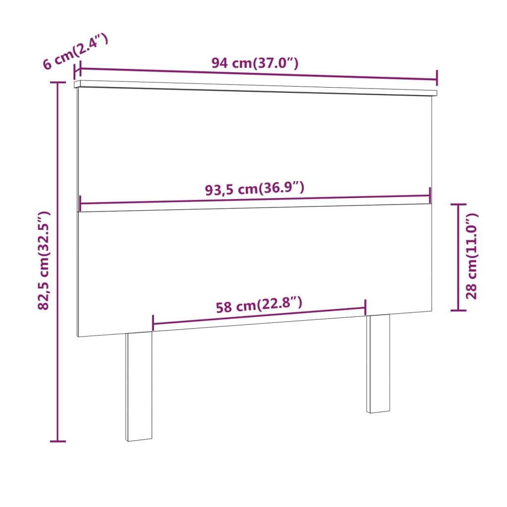 Bed Headboard 94X6X82.5 Cm Solid Wood Pine