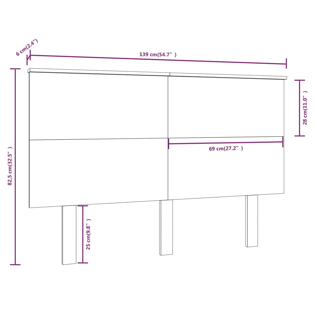 Bed Headboard White 139x6x82.5 cm Solid Wood Pine