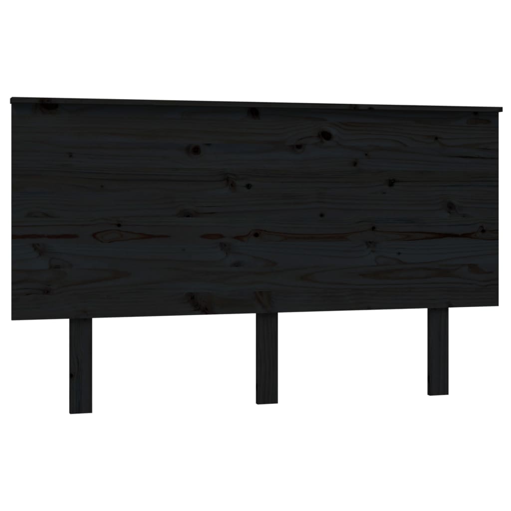 Bed Headboard Black 139x6x82.5 cm Solid Wood Pine