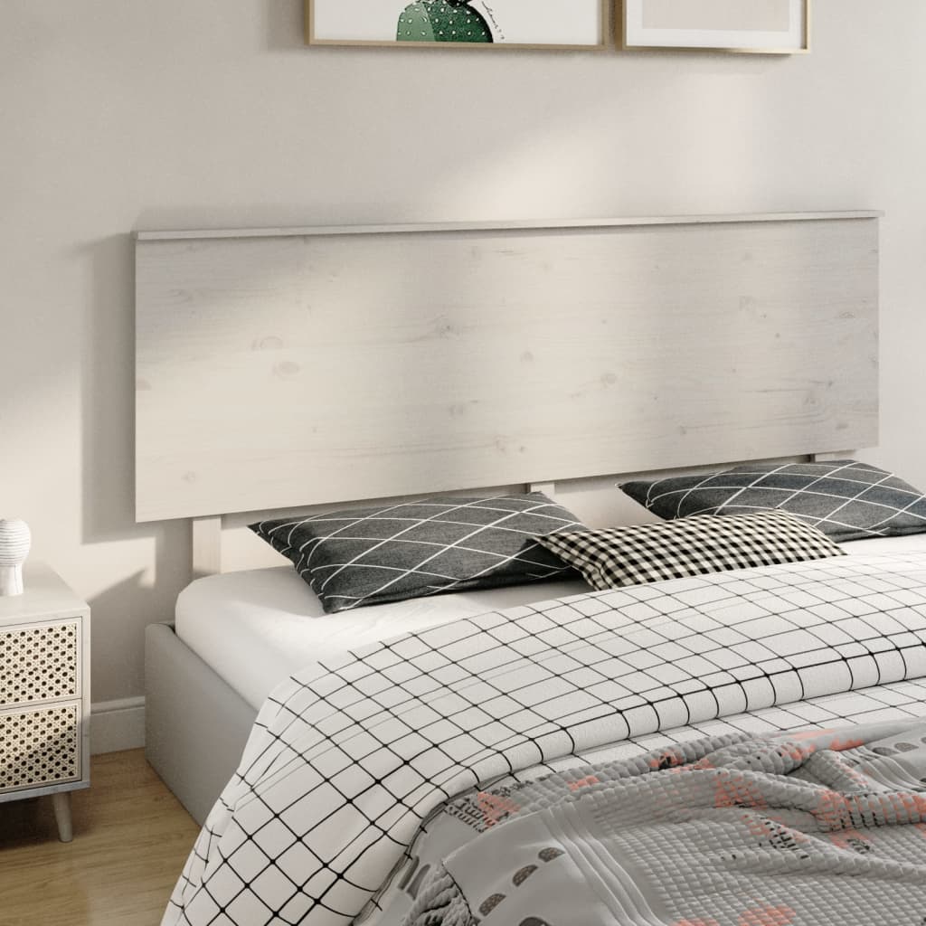 Bed Headboard White 184x6x82.5 cm Solid Wood Pine