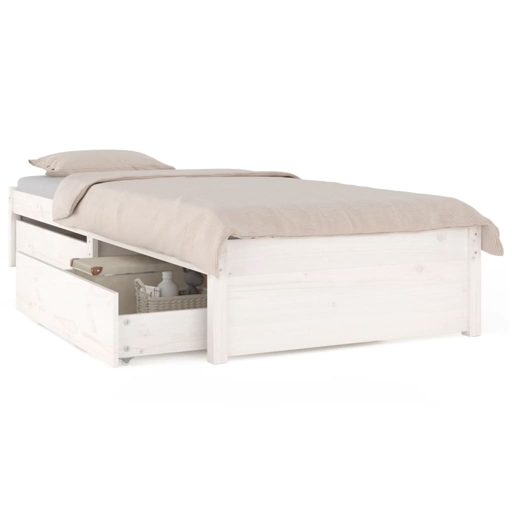 Bed Frame With Drawers 92X187 Cm Single Size