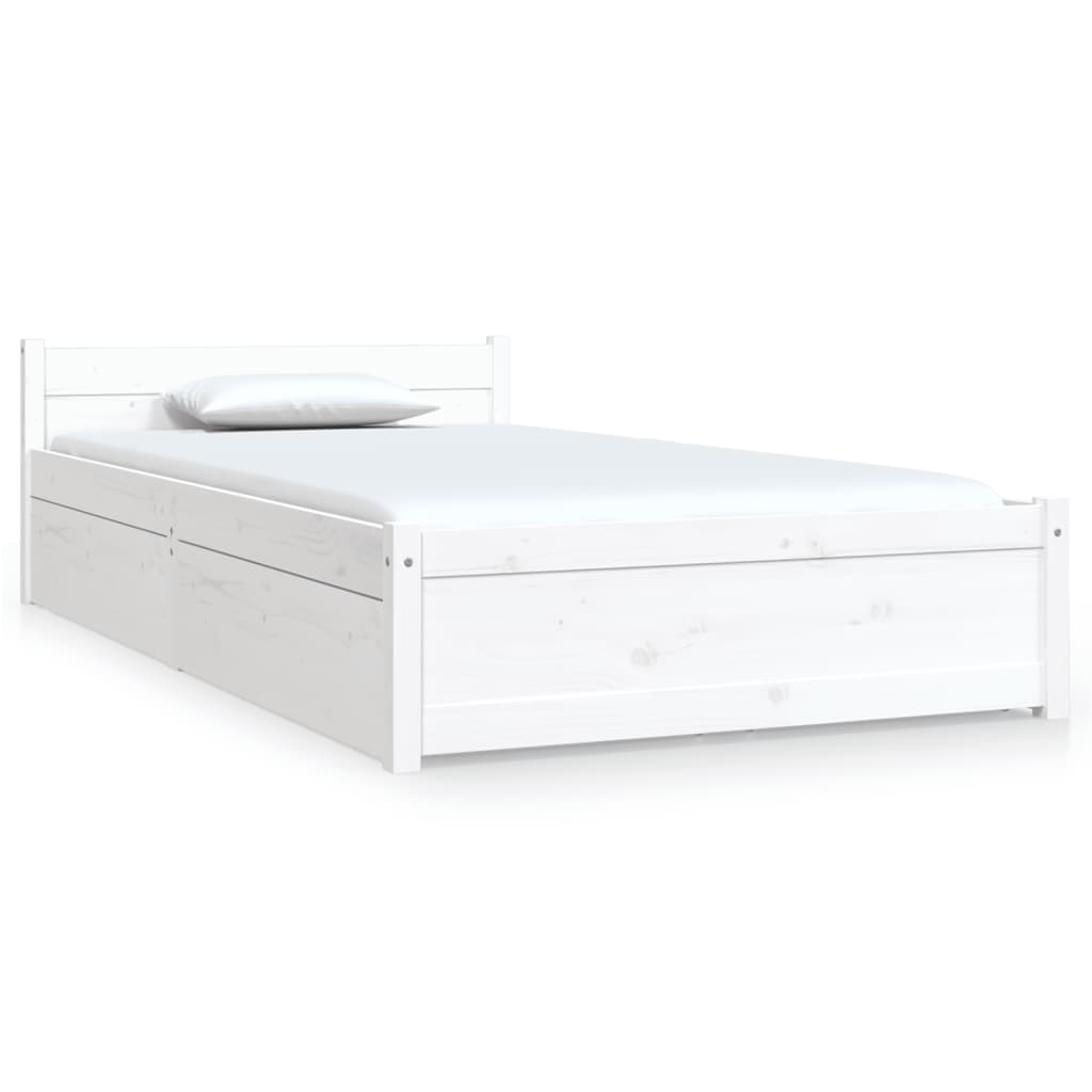 Bed Frame with Drawers White 92x187 cm Single Size