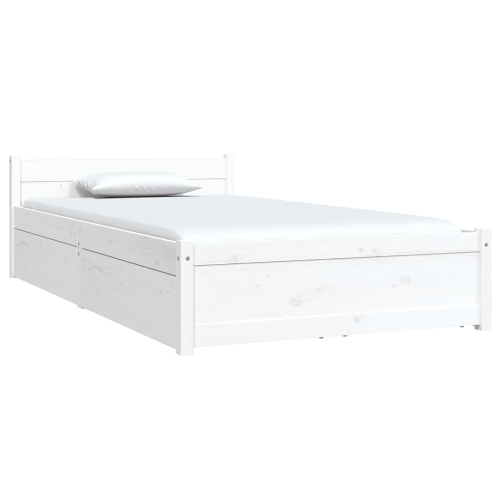 Bed Frame with Drawers White 92x187 cm Single Size