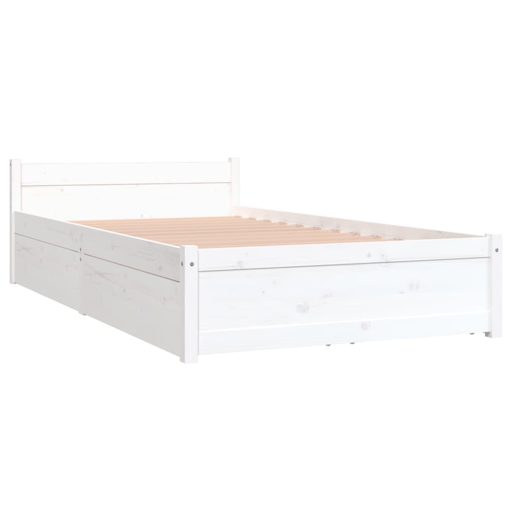 Bed Frame with Drawers White 92x187 cm Single Size