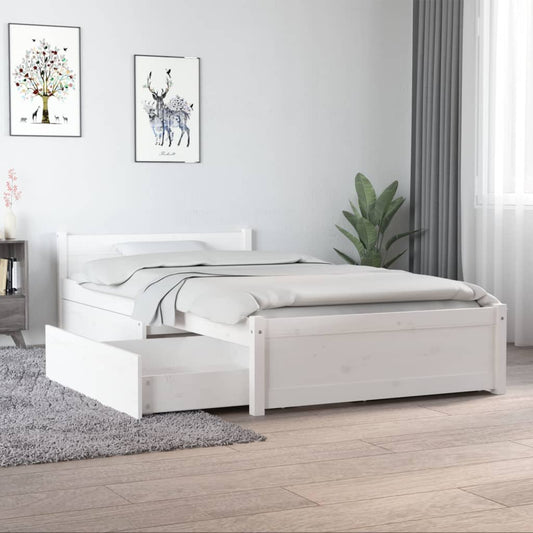 Bed Frame with Drawers White 92x187 cm Single Size