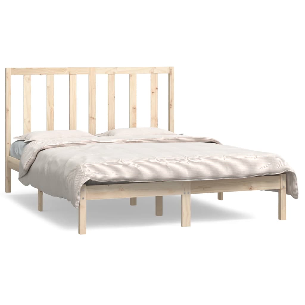 Bed Frame Solid Wood Pine 137X187 Cm Double Size