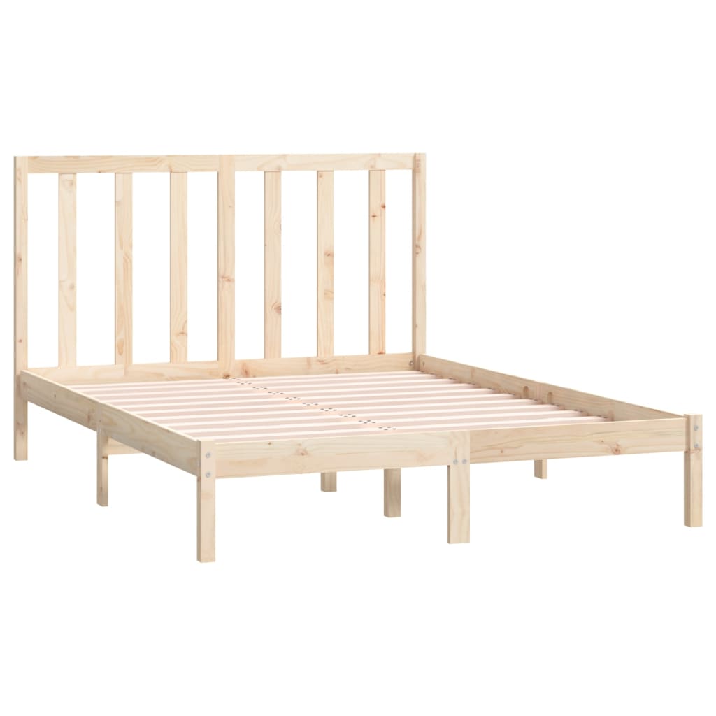 Bed Frame Solid Wood Pine 137X187 Cm Double Size