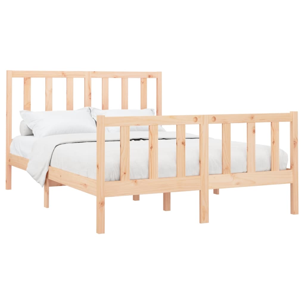 Bed Frame Solid Wood Pine 153X203 Cm Queen Size