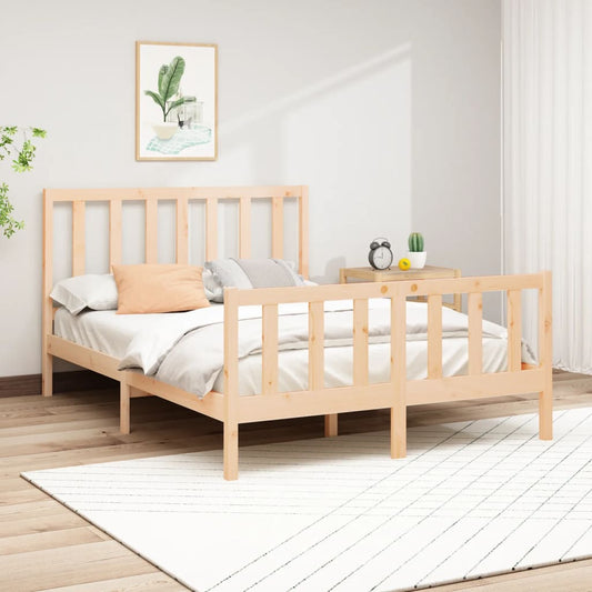 Bed Frame Solid Wood Pine 153X203 Cm Queen Size