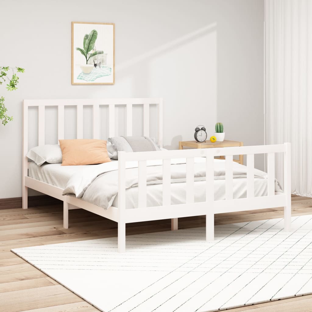 Bed Frame Solid Wood Pine 153X203 Cm Queen Size