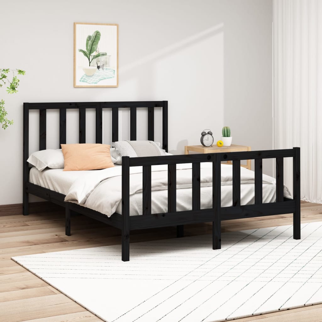 Bed Frame Solid Wood Pine 153X203 Cm Queen Size