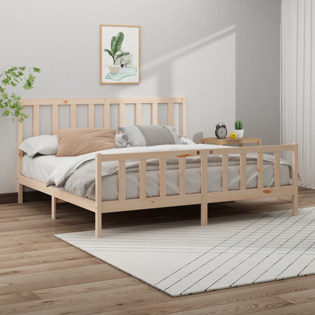 Bed Frame Solid Wood Pine 153X203 Cm Queen Size