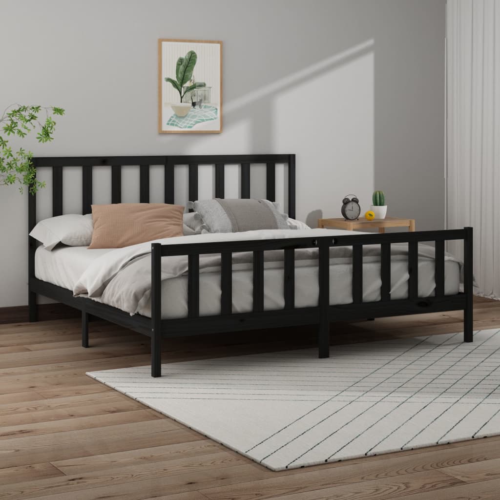 Bed Frame Solid Wood Pine 153X203 Cm Queen Size