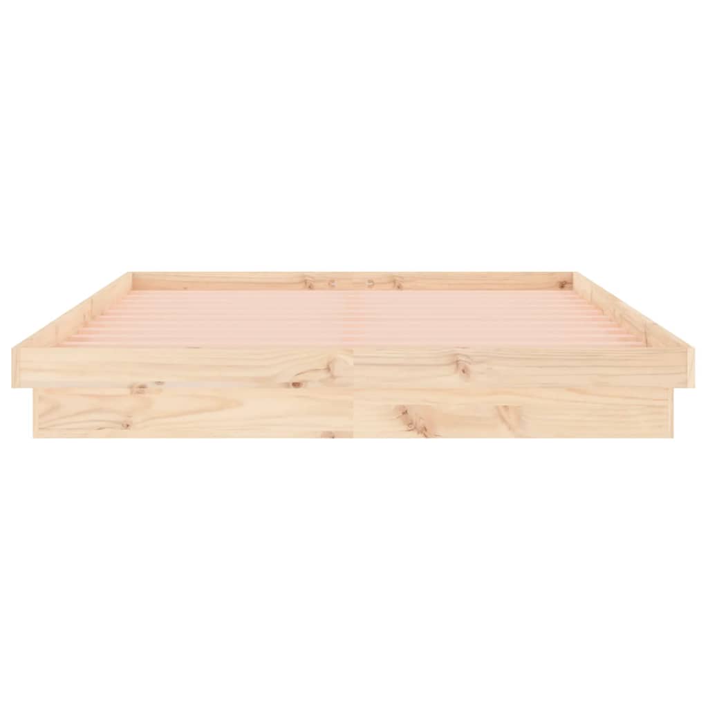 Led Bed Frame 153X203 Cm Queen Size Solid Wood