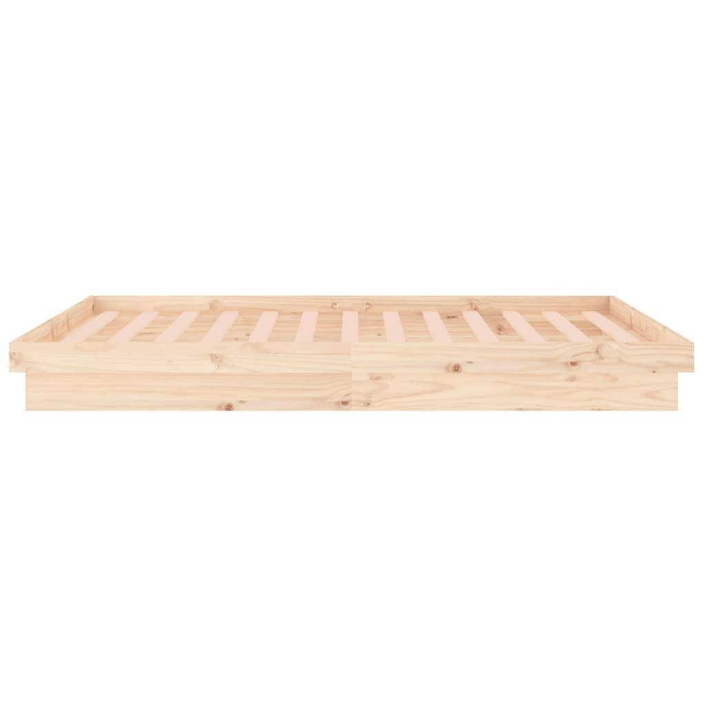 Led Bed Frame 153X203 Cm Queen Size Solid Wood