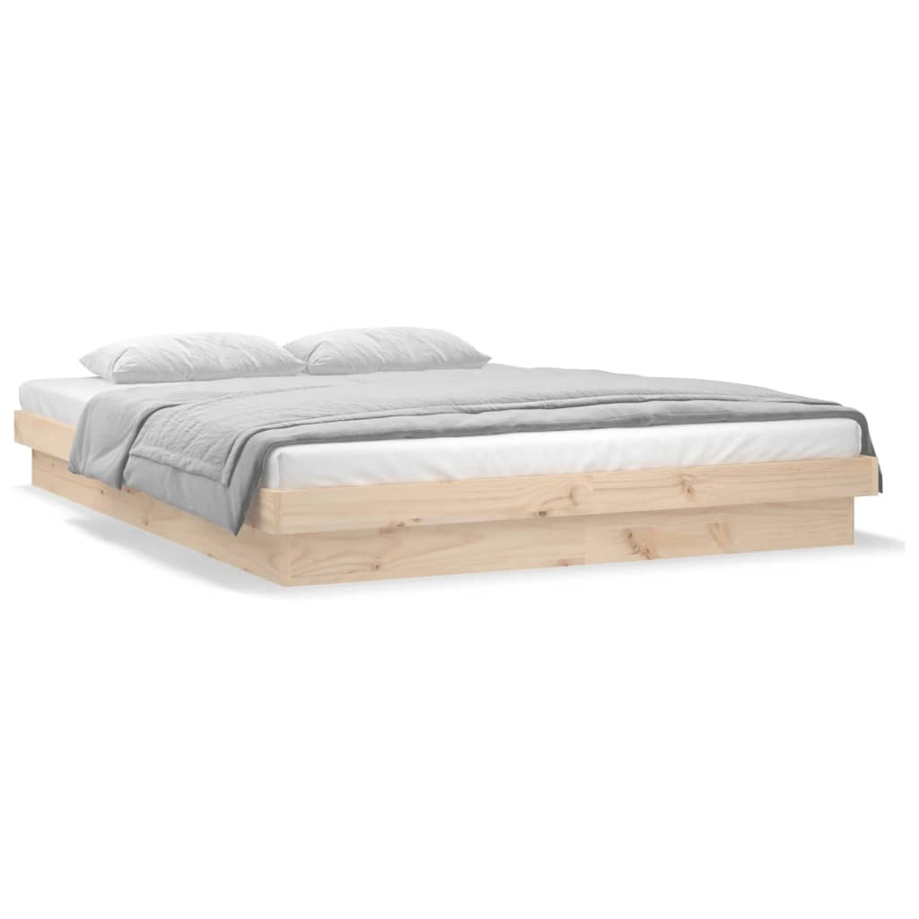 LED Bed Frame without Mattress 183x203 cm King Solid Wood