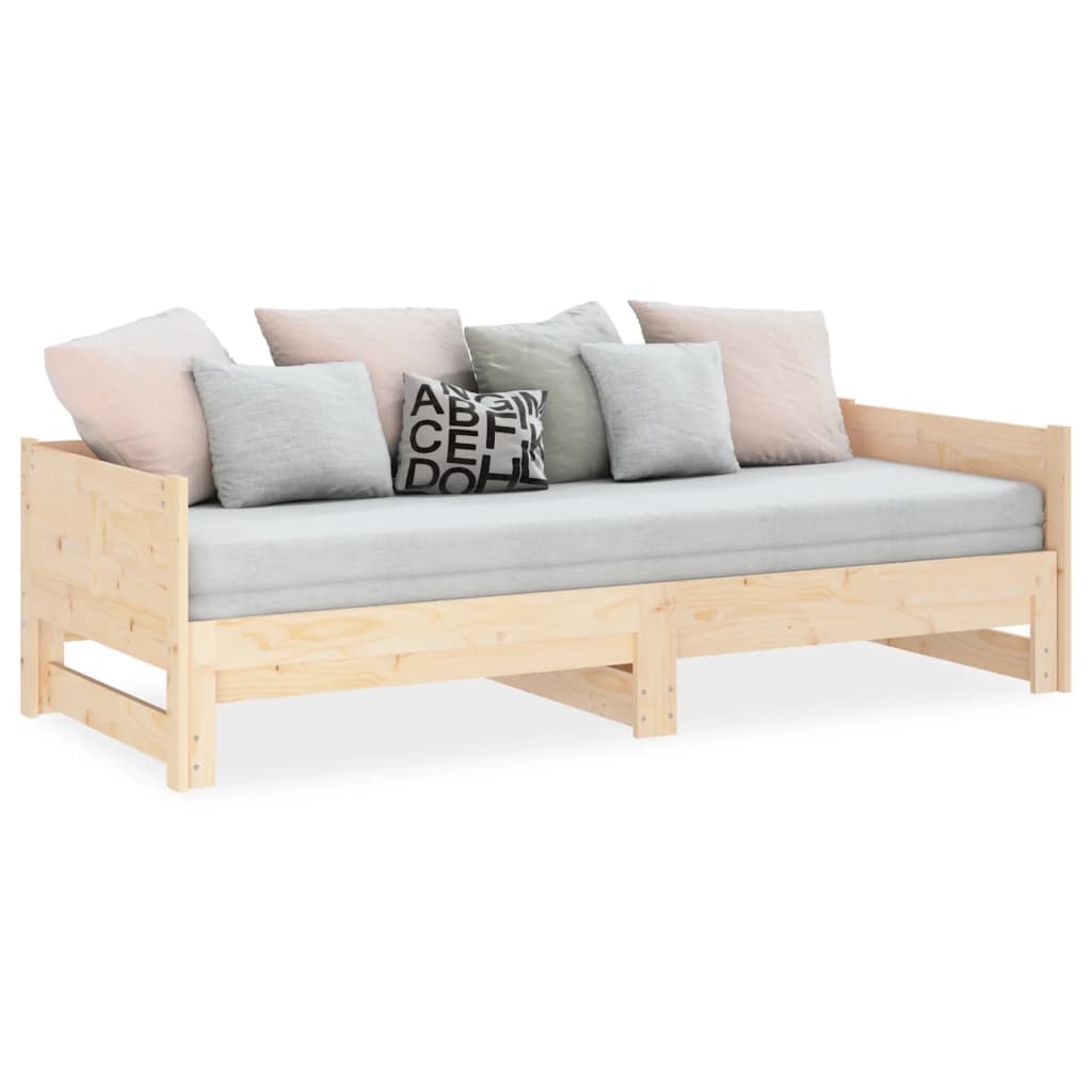 Pull-Out Day Bed Solid Wood Pine 2X(92X187) Cm Single Size