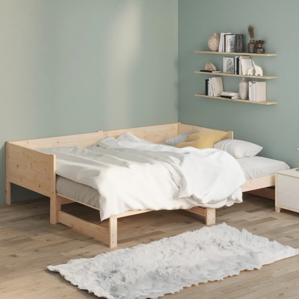 Pull-Out Day Bed Solid Wood Pine 2X(92X187) Cm Single Size