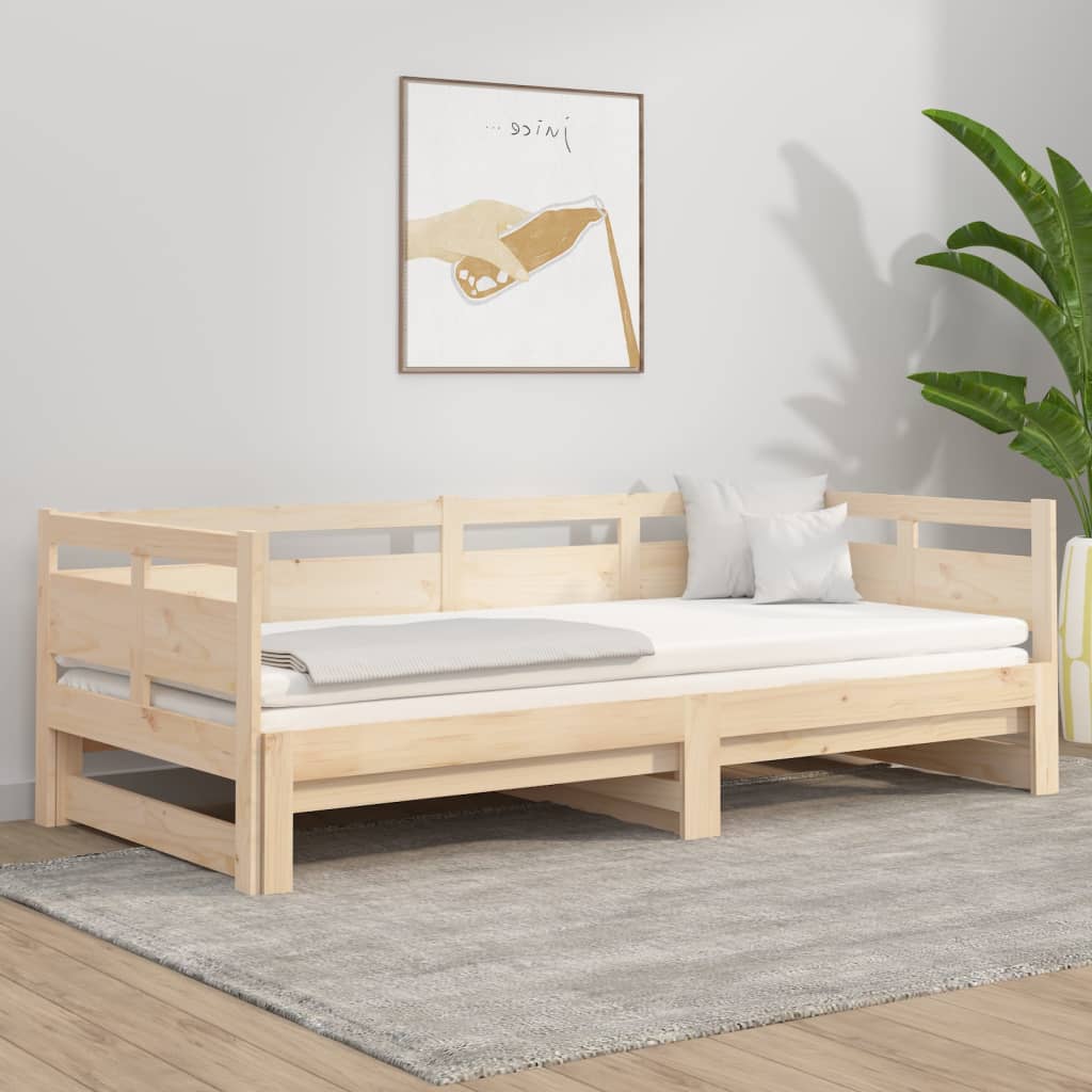 Pull-Out Day Bed Solid Wood Pine 2X(92X187) Cm Single Size