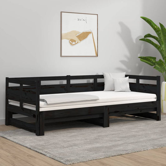 Pull-out Day Bed without Mattress Black 2x(90x190) cm