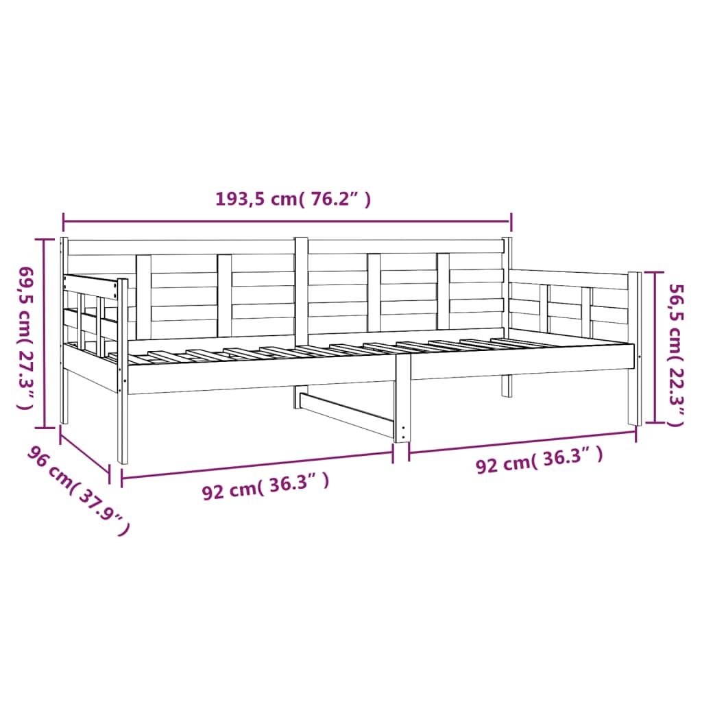 Day Bed Solid Wood Pine 92X187 Cm Single Size