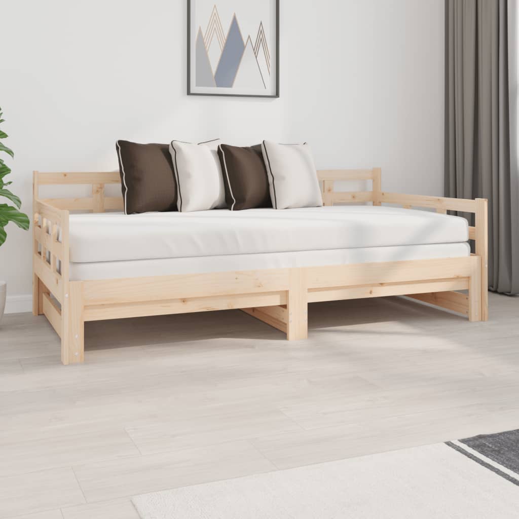 Pull-Out Day Bed Solid Wood Pine 2X(92X187) Cm Single Size