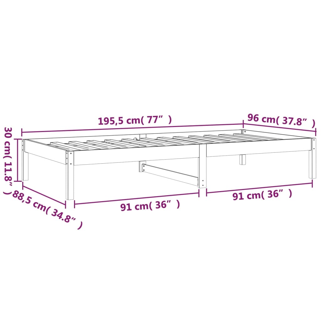 Day Bed White 92x187 cm Single Size Solid Wood Pine