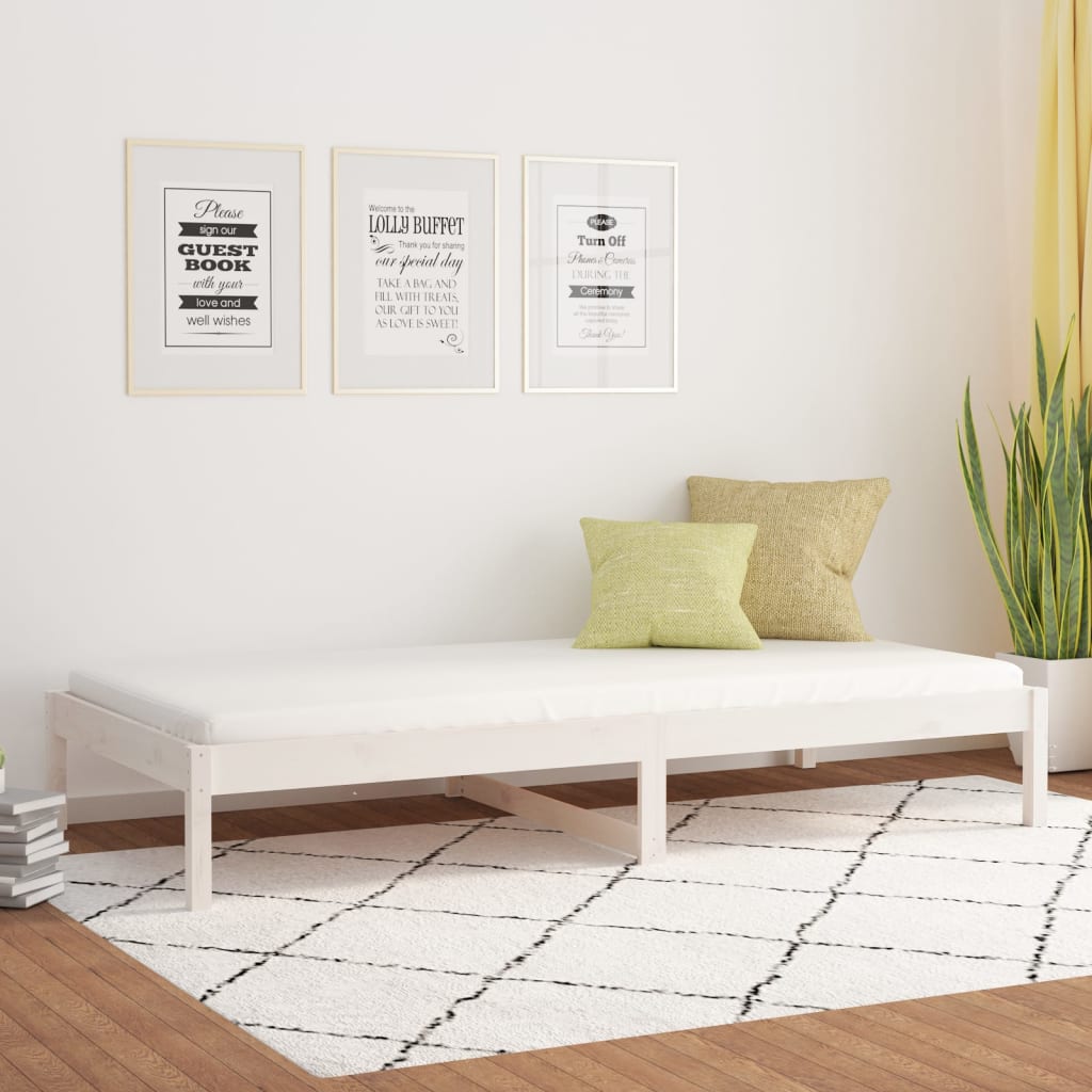 Day Bed White 92x187 cm Single Size Solid Wood Pine