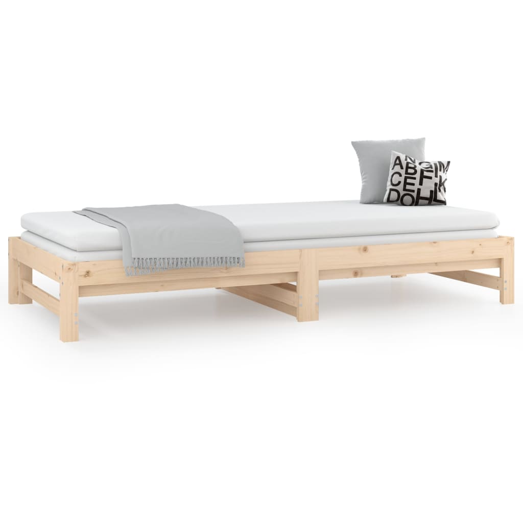 Pull-out Day Bed 2x(92x187) cm Single Size Solid Wood Pine