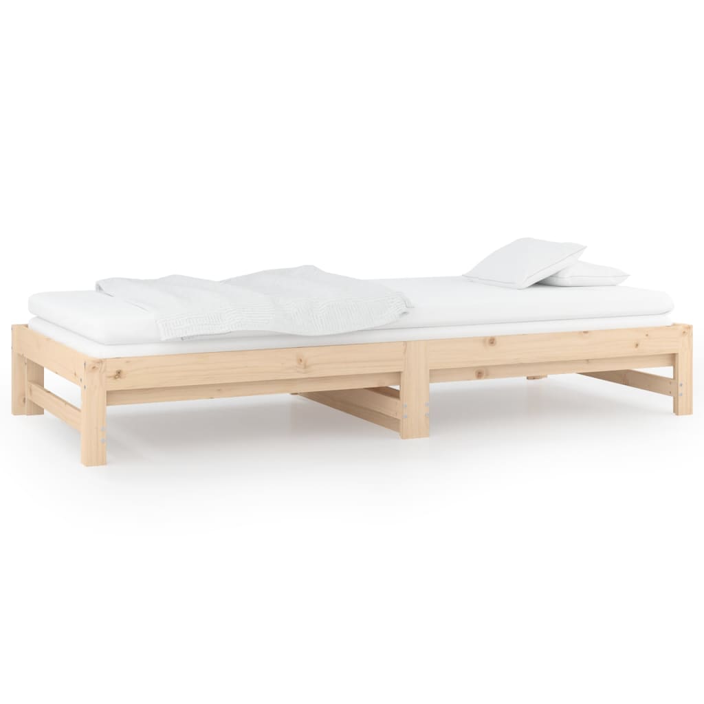 Pull-out Day Bed 2x(92x187) cm Single Size Solid Wood Pine