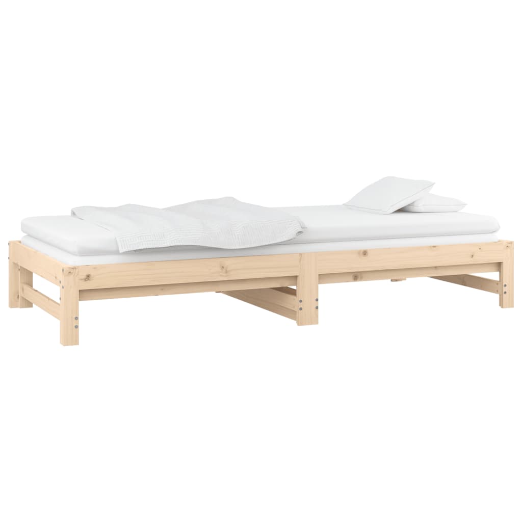 Pull-out Day Bed 2x(92x187) cm Single Size Solid Wood Pine