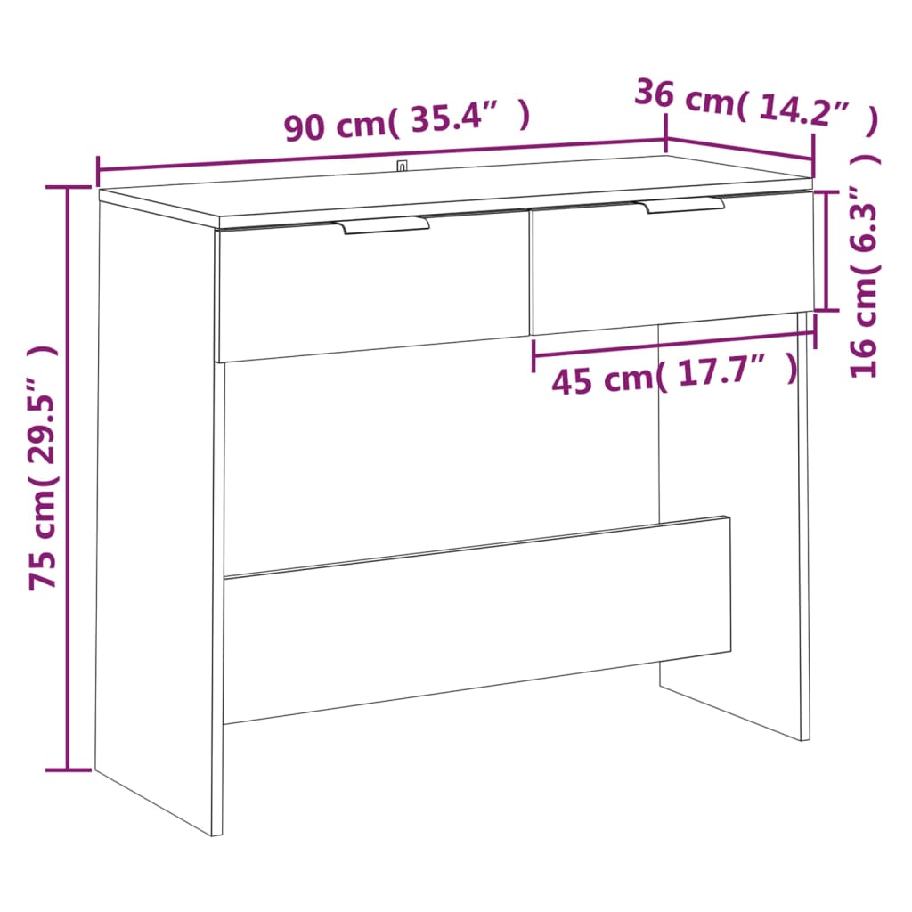 Console Table 90X36X75 Cm Engineered Wood