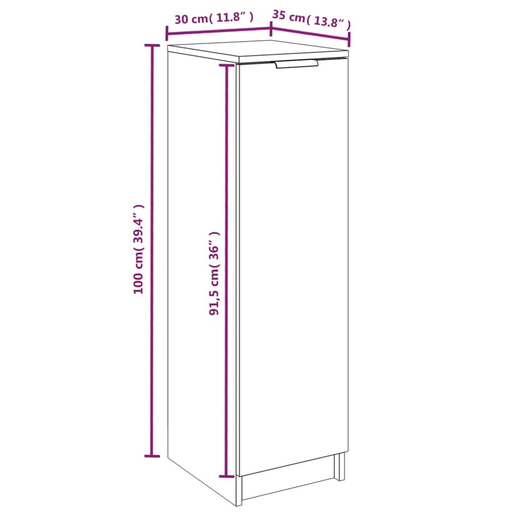 Shoe Cabinet White 30x35x100 cm Engineered Wood