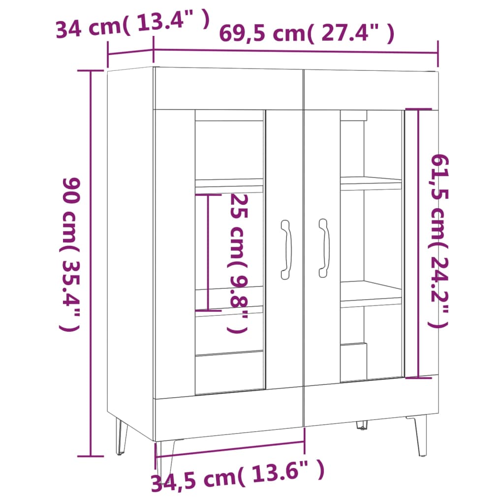 Sideboard 69.5X34X90 Cm Engineered Wood